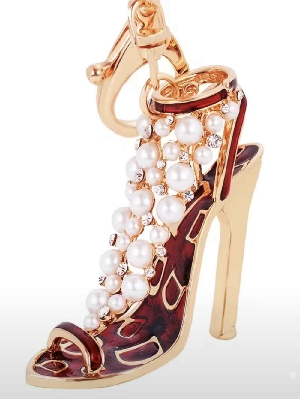 Personalized Pearl High Heel Bag Charm & Keychain — “Exquisite Love”
